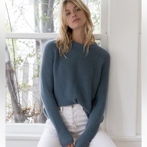Blue cashmere Jenni Kayne fisherman sweater